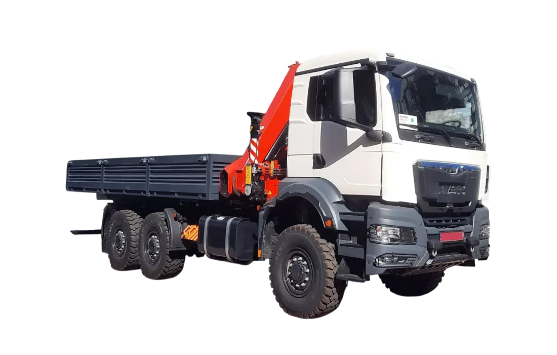 Бортовой автомобиль со складываемым кран-манипулятором MAN TGS 33.440 6x6 BB CH ISF282 - 8 т