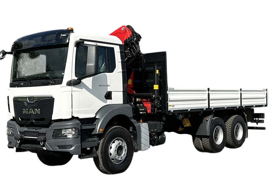 Бортовой автомобиль со складываемым кран-манипулятором MAN TGS 33.360 6x4 BB CH F082 - 8 т