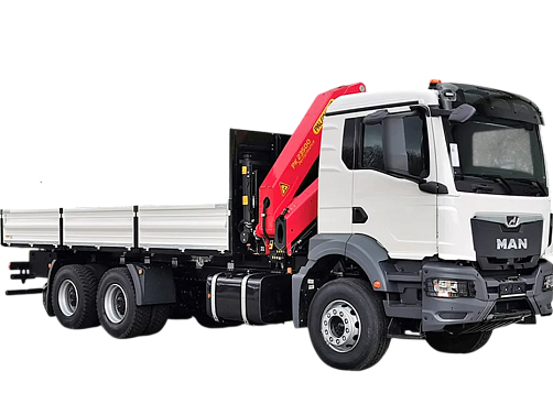 Бортовой автомобиль со складываемым кран-манипулятором MAN TGS 33.360 6x4 BB CH F082 - 8 т